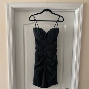 Black strapless cocktail dress